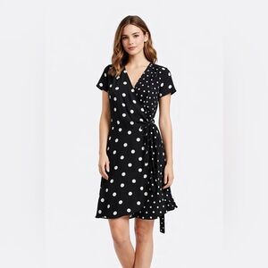 Worthington Black and White Polka Dot Midi Dress